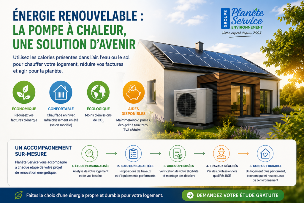Pompe à chaleur et énergie renouvelable : avantages, aides et économies